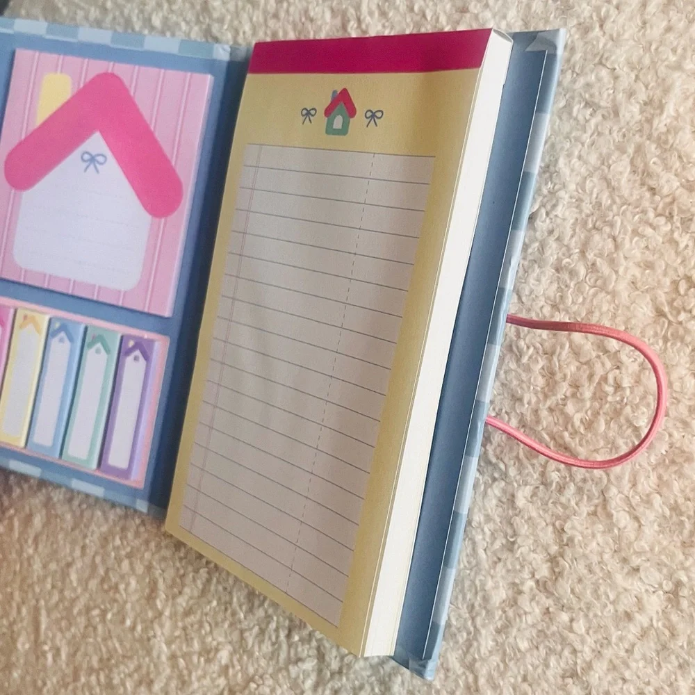 🎉Plaid Pastel House Design Sticky Note & Memo Pad Booklet Set